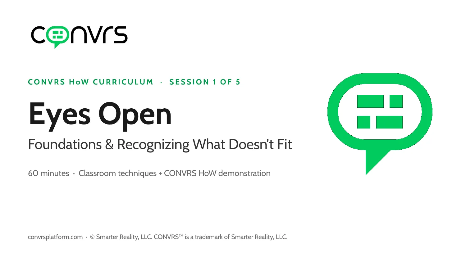 Session 1 presentation title slide: Eyes Open